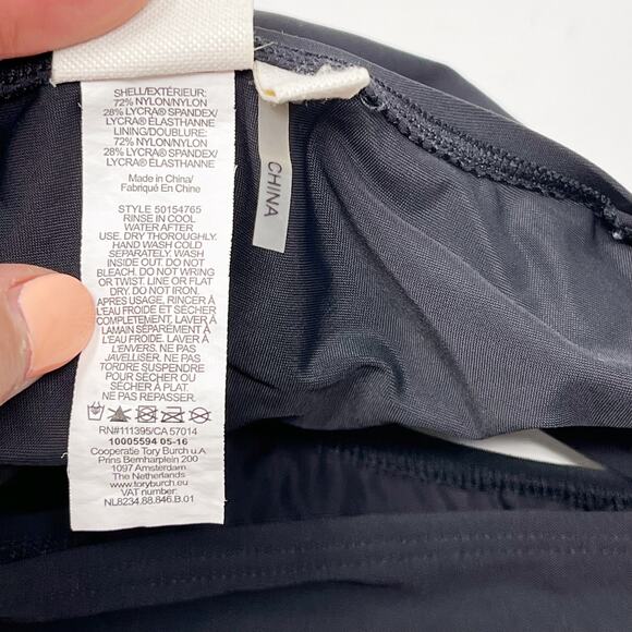 Tory Burch Solid Wrap One Piece Swimsuit Black XSmall XS Halter Neck Cut Outs - Picture 9 of 9